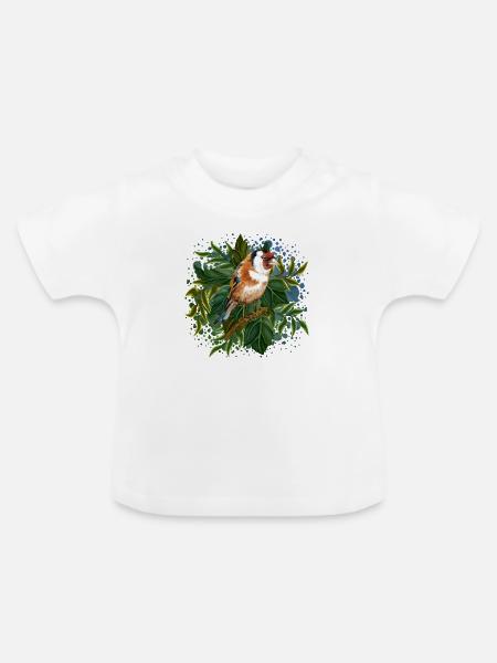 Bunter Vogel - Baby Bio-T-Shirt mit Rundhals - Weiß