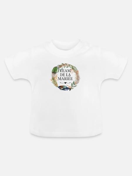Brautteam Krone Boho-Blumen - Baby Bio-T-Shirt mit Rundhals - Weiß