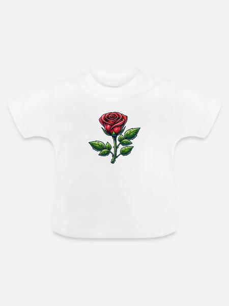 rose - Baby Bio-T-Shirt mit Rundhals - Weiß