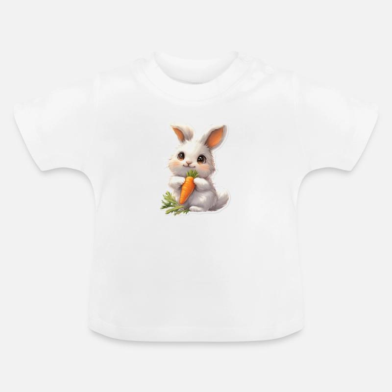 Mignon lapin blanc - T-shirt bio col rond Bébé - blanc