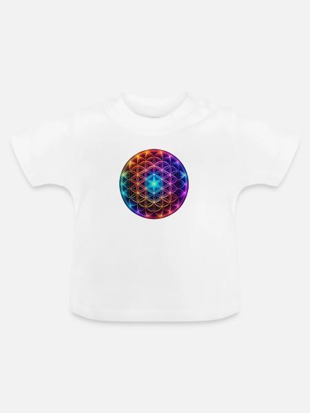 Blume des Lebens - Baby Bio-T-Shirt mit Rundhals - Weiß