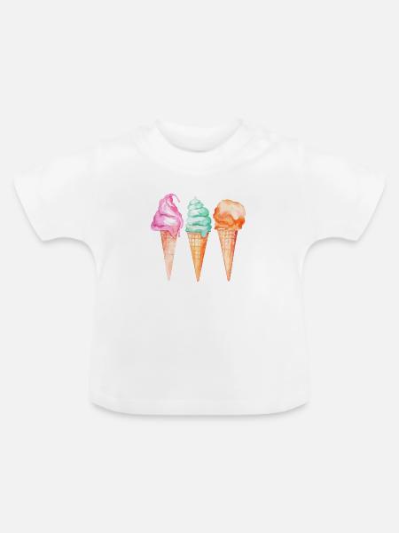 Eiskrem Glace - Baby Bio-T-Shirt mit Rundhals - Weiß