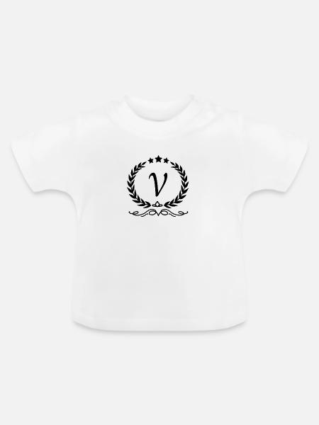 Buchstabe V Krone - Baby Bio-T-Shirt mit Rundhals - Weiß