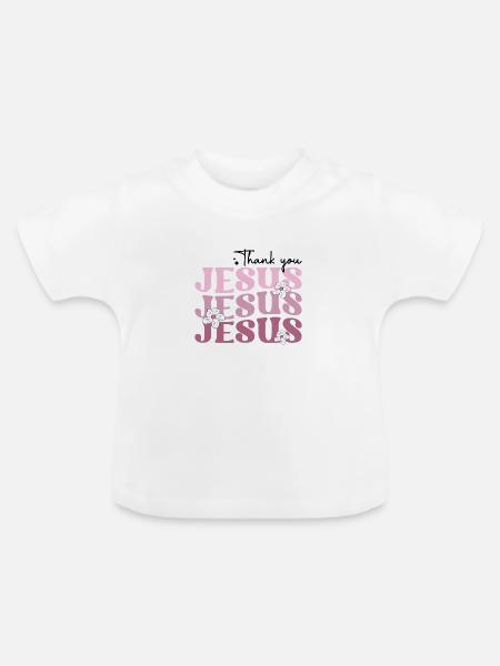 thank you Jesus - Baby Bio-T-Shirt mit Rundhals - Weiß