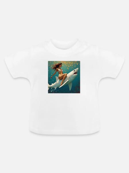 Hai reiten - Baby Bio-T-Shirt mit Rundhals - Weiß