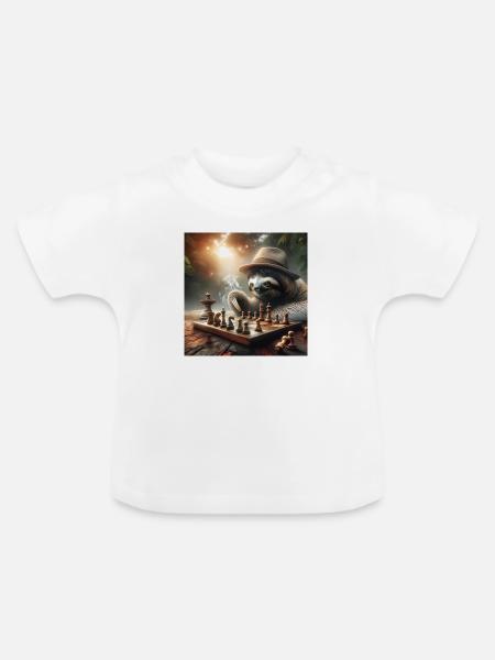 Faultier Wanderer Schach - Baby Bio-T-Shirt mit Rundhals - Weiß