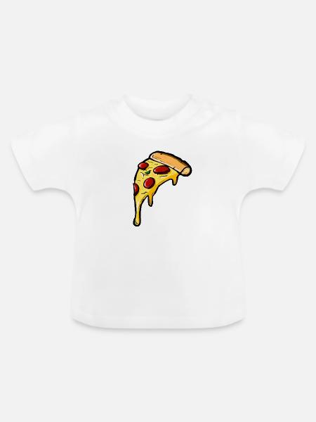 Pizza - Baby Bio-T-Shirt mit Rundhals - Weiß