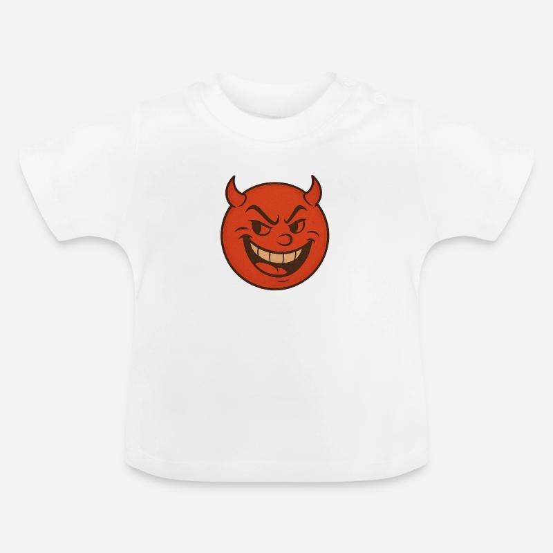 Effronté et rouge feu – Le petit diable - T-shirt bio col rond Bébé - blanc
