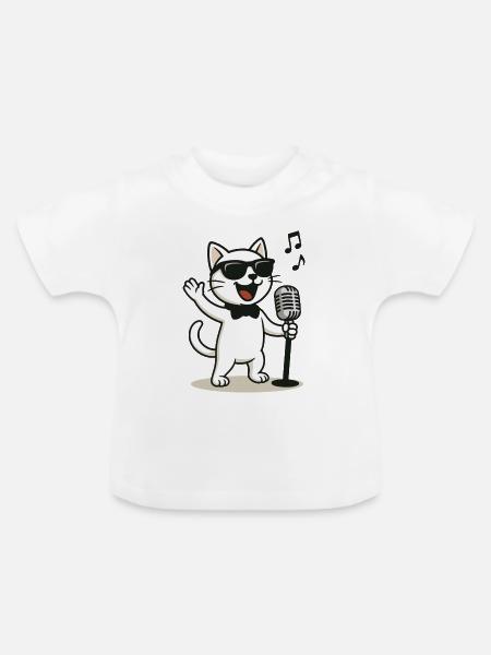Rock'n'Roll Kitty - Baby Bio-T-Shirt mit Rundhals - Weiß
