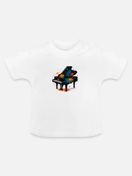 klavier farbklecks - Baby Bio-T-Shirt mit Rundhals - Weiß