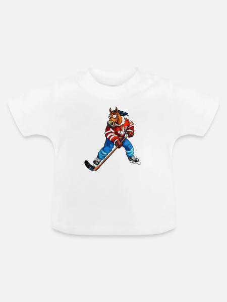 Eishockey Pferd - Baby Bio-T-Shirt mit Rundhals - Weiß