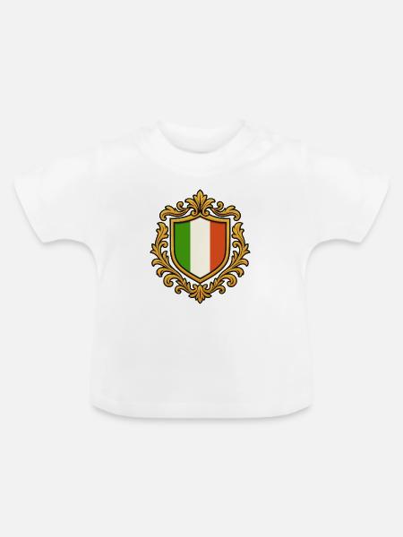 Italien Flagge im Barockrahmen - Baby Bio-T-Shirt mit Rundhals - Weiß