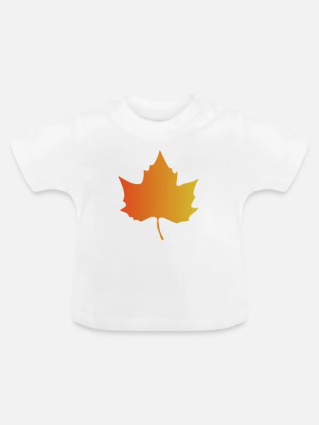 Herbstlicher Farbverlauf Ahornblatt - Baby Bio-T-Shirt mit Rundhals - Weiß