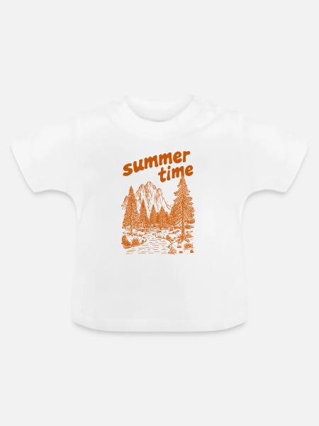 Sommerzeit Natursilhouette - Baby Bio-T-Shirt mit Rundhals - Weiß