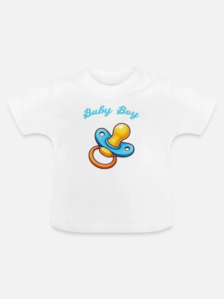 Schnuller Cartoon Baby - Baby Bio-T-Shirt mit Rundhals - Weiß