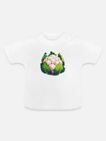 Blumenkohl - Baby Bio-T-Shirt mit Rundhals - Weiß