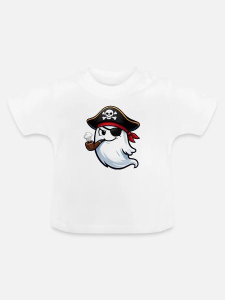 Geistpirat mit Pfeife - Baby Bio-T-Shirt mit Rundhals - Weiß
