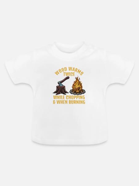 Wood: Chopping vs. Burning - Baby Bio-T-Shirt mit Rundhals - Weiß