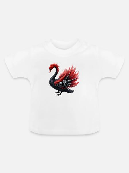 Schattenrabe mit Totenköpfen und Stacheln - Baby Bio-T-Shirt mit Rundhals - Weiß