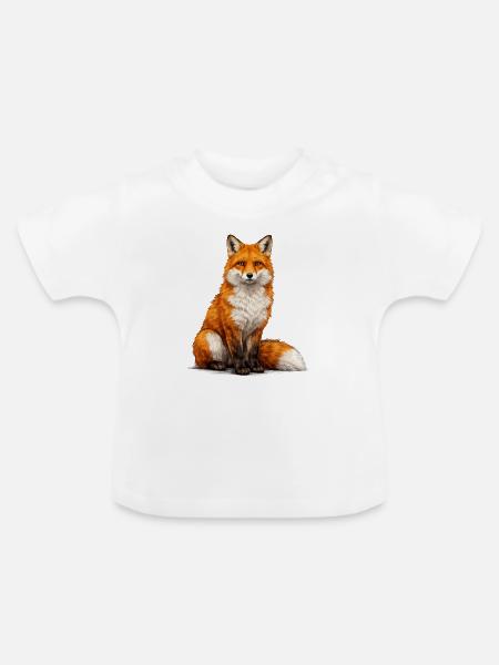 Fuchs Illustration Farbspiel - Baby Bio-T-Shirt mit Rundhals - Weiß