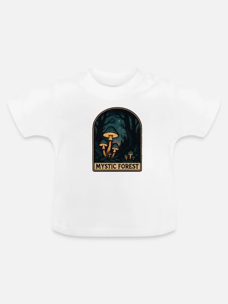 Mystischer Wald Pilzzauber - Baby Bio-T-Shirt mit Rundhals - Weiß