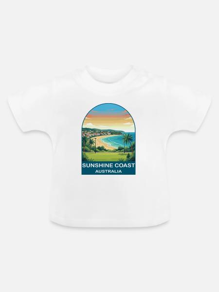 Sunshine Coast Australien Strandreiseplakat - Baby Bio-T-Shirt mit Rundhals - Weiß