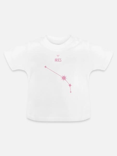 Widder-Tierkreiszeichen Sternbild Pastellrosa - Baby Bio-T-Shirt mit Rundhals - Weiß