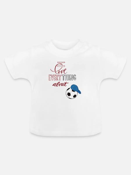 ich liebe Fußball - Baby Bio-T-Shirt mit Rundhals - Weiß