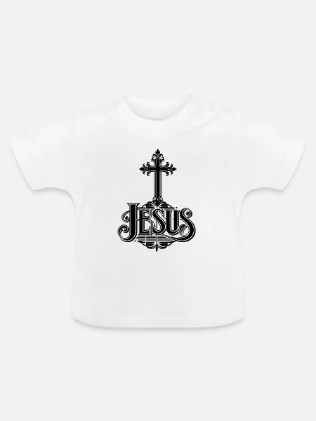 Jesus Kreuz - Baby Bio-T-Shirt mit Rundhals - Weiß