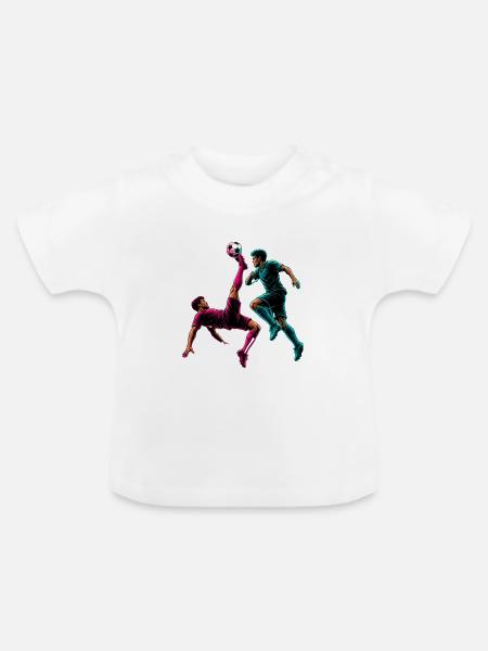 Fußball Fallrückzieher Neon Comic Spieler - Baby Bio-T-Shirt mit Rundhals - Weiß