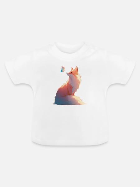 Fuchs Schmetterling - Baby Bio-T-Shirt mit Rundhals - Weiß