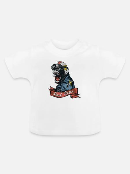 Road Ranger Gorilla - Baby Bio-T-Shirt mit Rundhals - Weiß