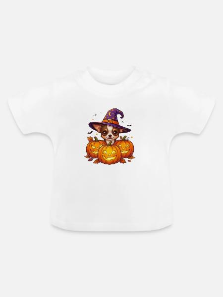 Halloween Chihuahua Pumpkin Witch - Baby Bio-T-Shirt mit Rundhals - Weiß