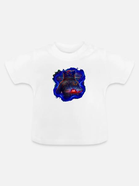 NeonBär Konzert-Style Jacke - Baby Bio-T-Shirt mit Rundhals - Weiß