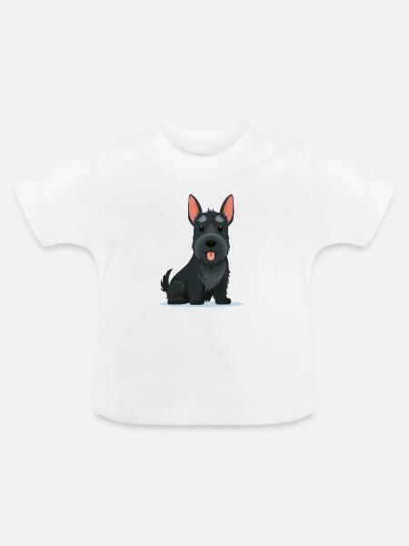 Kleiner Scottish Terrier (Comic) - Baby Bio-T-Shirt mit Rundhals - Weiß