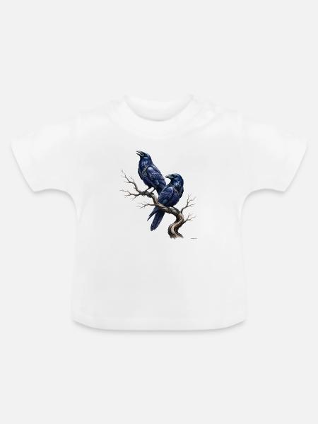 Celtic Ravens Zweig-Design. - Baby Bio-T-Shirt mit Rundhals - Weiß