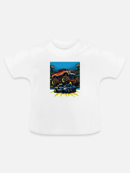 Monstertruck-Show unter Arena-Lichtern - Baby Bio-T-Shirt mit Rundhals - Weiß