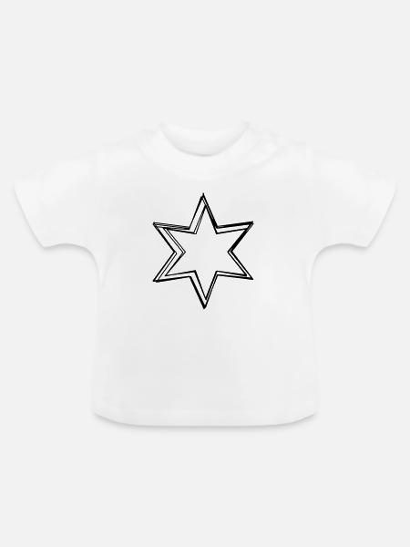 Ausstecher handgezeichnet - Baby Bio-T-Shirt mit Rundhals - Weiß