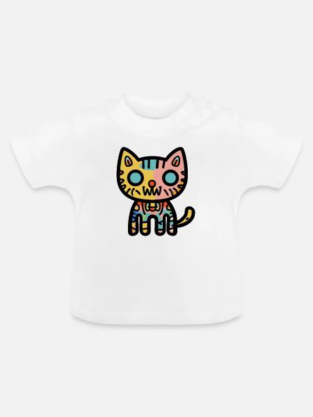 Halloween Zombie Katze Bunt - Baby Bio-T-Shirt mit Rundhals - Weiß