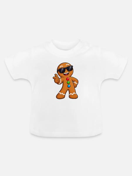 Coole Lebkuchenmann mit Sonnenbrille - Baby Bio-T-Shirt mit Rundhals - Weiß