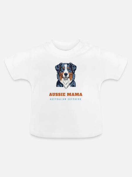 Aussie Mama – Australian Shepherd Hundemama - Baby Bio-T-Shirt mit Rundhals - Weiß