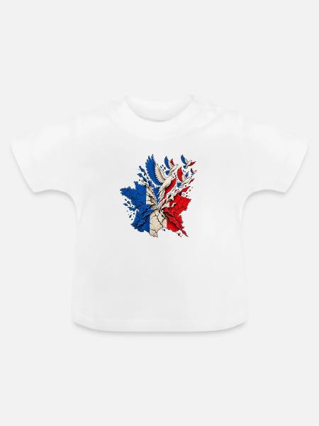 Frankreich Freiheit & Frieden – Tauben Grafik - Baby Bio-T-Shirt mit Rundhals - Weiß