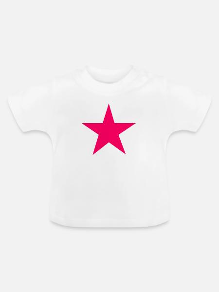 pink star - Baby Bio-T-Shirt mit Rundhals - Weiß