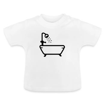 Bathtub - Shower - Line - Baby Organic T-Shirt with Round Neck - white - Front