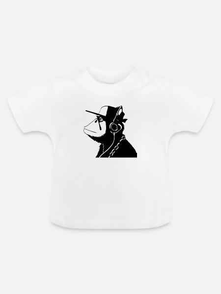 Affe allein - Baby Bio-T-Shirt mit Rundhals - Weiß