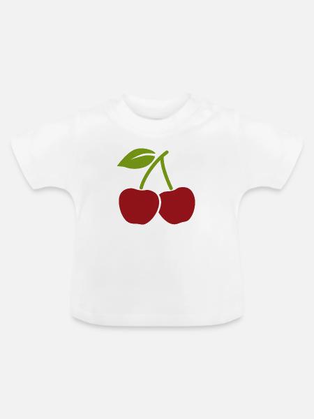KIRSCHEN - Baby Bio-T-Shirt mit Rundhals - Weiß