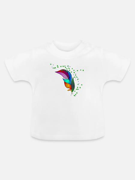 Feder - Baby Bio-T-Shirt mit Rundhals - Weiß