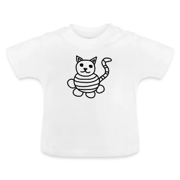 Dessin d’enfants de chat - T-shirt bio col rond Bébé - blanc - Devant