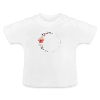 Couronne de fleurs des champs Boho personnalisable - T-shirt bio col rond Bébé - blanc - Devant