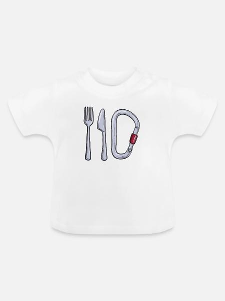 Messer, Gabel, Karabiner - Baby Bio-T-Shirt mit Rundhals - Weiß